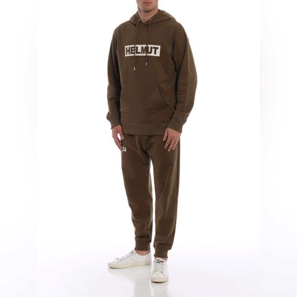 HELMUT LANG Logo Print Army Green Joggers Track Pants Men’s Size L